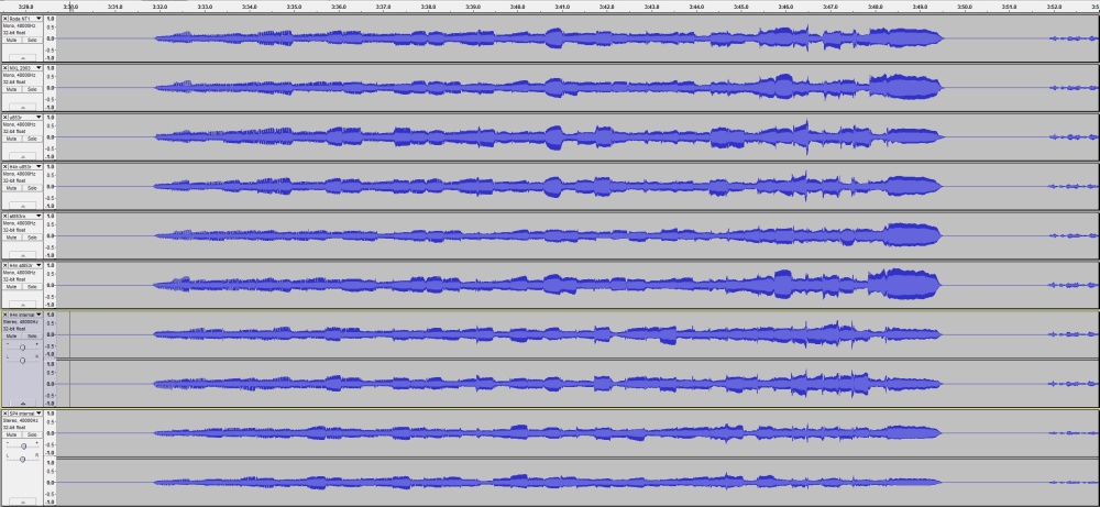 The chromatic scale section of the recording on all mics